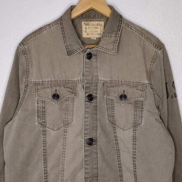 True Religion Jimmy Military Green Y2K Button Down Long Sleeve Jacket Size M - Picture 4 of 15